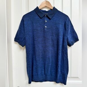Banana Republic Blue/Navy Blue Cotton Slub Polo Shirt. Size L